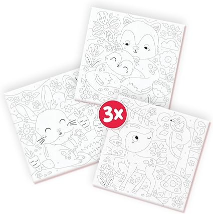 Slikanje po številkah na platnu - Gozdne živali 3x