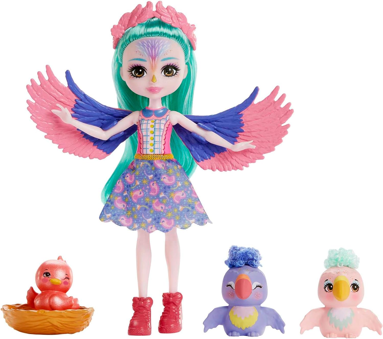 Mattel Enchantimals: Hlavná ulica City Tails - Rodina vrabcov Filia (HKN15)