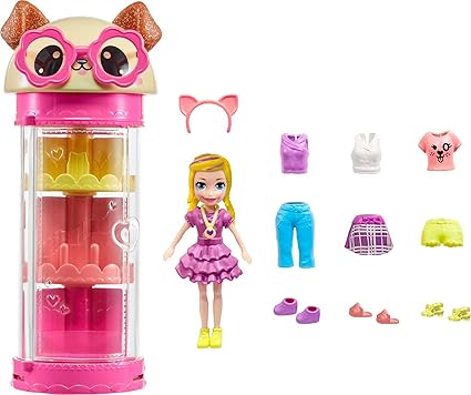 Mattel Polly Pocket - Oblekárska skriňa s módou a psom (HKW06)