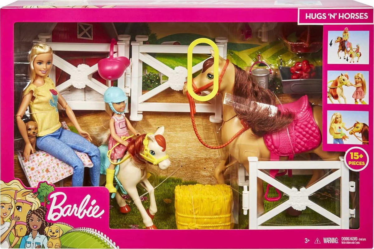 Barbie - Igralni komplet Hugs 'n Horses z lutko Chelsea (FXH15)