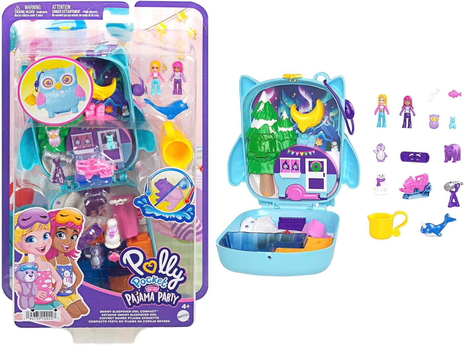 Mattel Polly Pocket: Pyžamová párty - Snehová noc Soví kompaktný (HKV37)