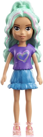 Mattel Polly Pocket Impulse – Bábika s fialovou košeľou a modrou sukňou (HKV81)