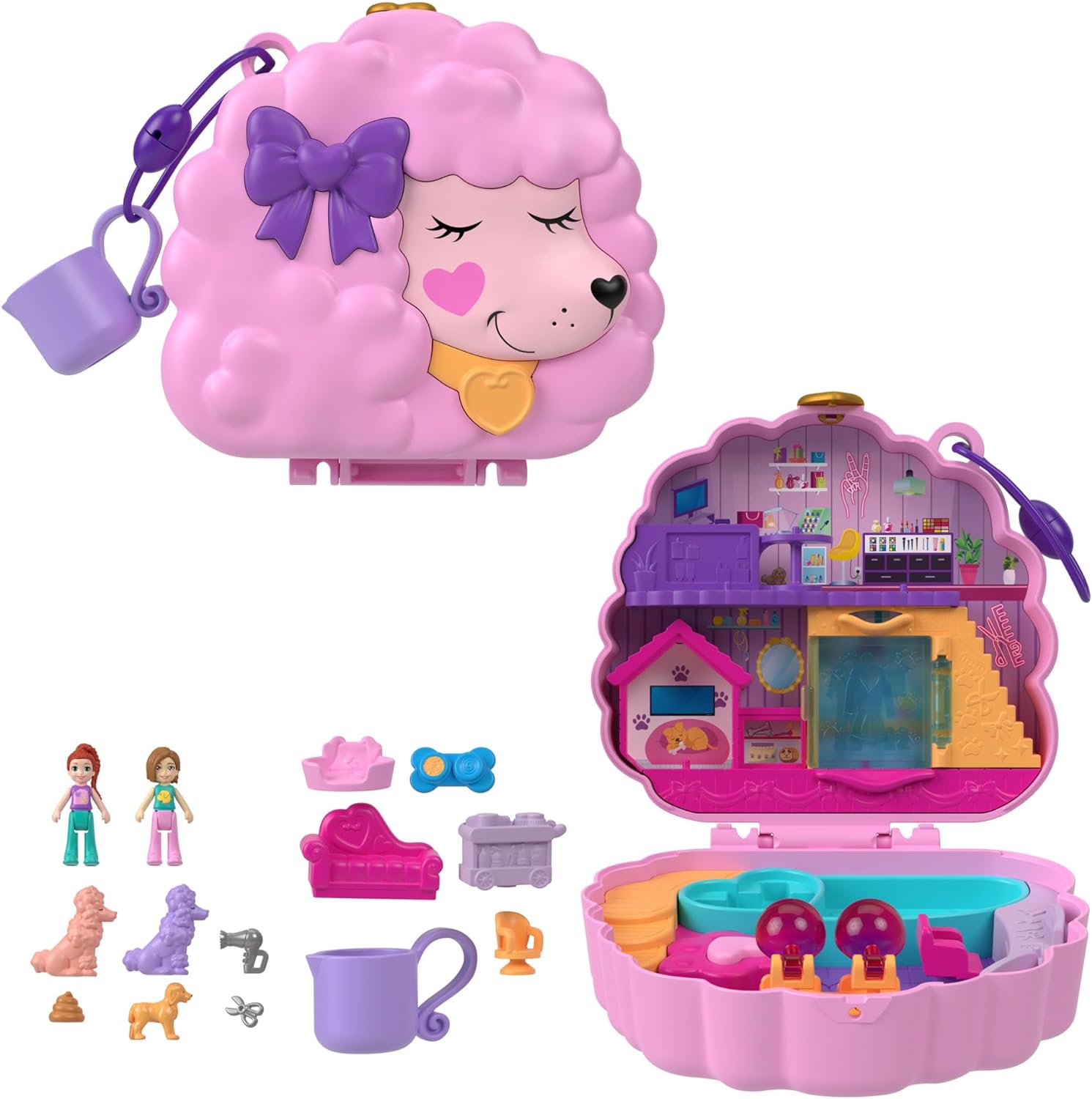 Mattel Polly Pocket: Kompaktná škatuľka na starostlivosť a glamour - Pudl (HKV35)