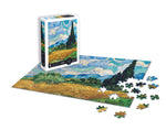 Puzzle 1000 kusov - Pšeničné pole s cyprusmi - Vincent Van Gogh