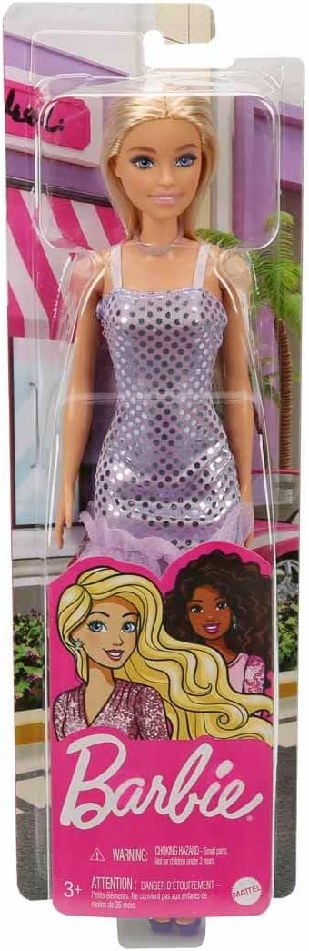 Mattel Barbie: Sijajna oblačila - Punčka z rjavimi lasmi in vijolično obleko (HJR93)