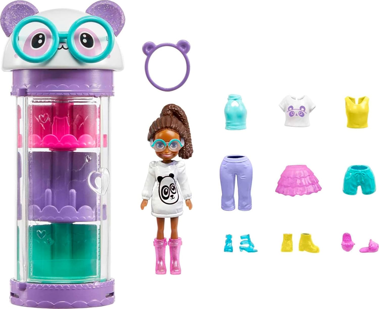 Mattel Polly Pocket - Skriňa s boxami na módu s pandou (HKW05)