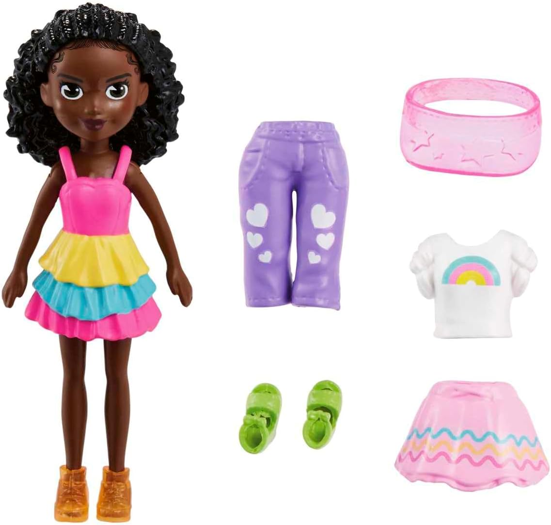 Mattel Polly Pocket - Letná módna bábika tmavej pleti (HKV84)